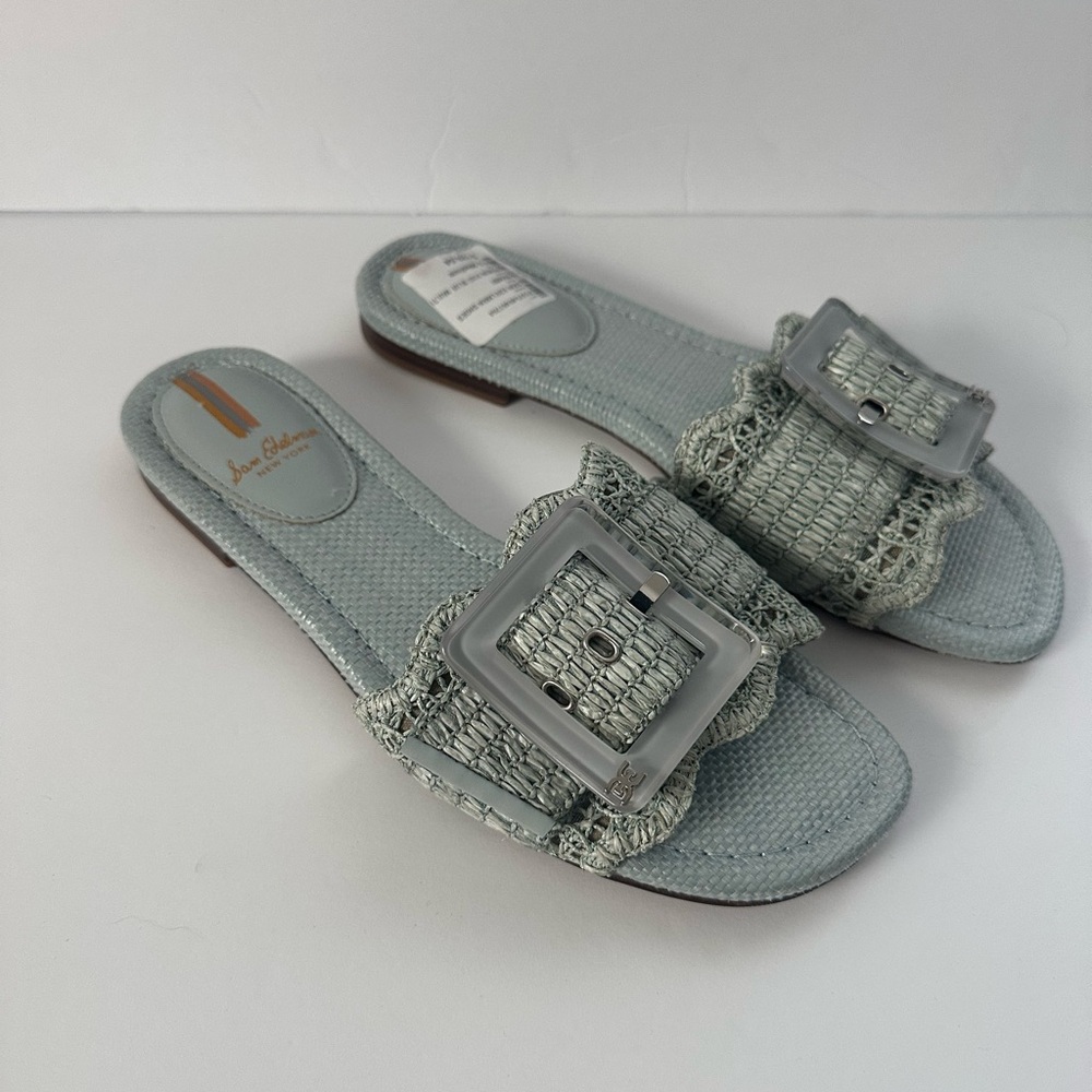 Sam Edelman Light Blue Textured Bambi Slide Sandals